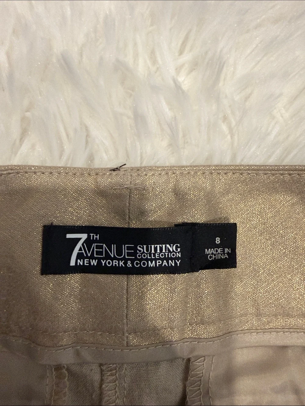 New York & Company Metallic Gold Cuffed Bermuda Shorts - Picture 3 of 7